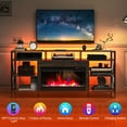 thumbnail image 5 of TC-HOMENY Electric Fireplace LED TV Stand, Space Heater for Indoor Entertainment, Center Storage Cabinet for TV Up to 70", with LED Strip Lights, Fit Meeting Room, with Remote Control, Wooden, 5 of 11