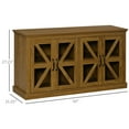 thumbnail image 3 of HOMCOM Rustic Kitchen Sideboard, Tempered Glass Door Buffet Cabinet, Coffee Bar with Adjustable Shelf, Natural, 3 of 10