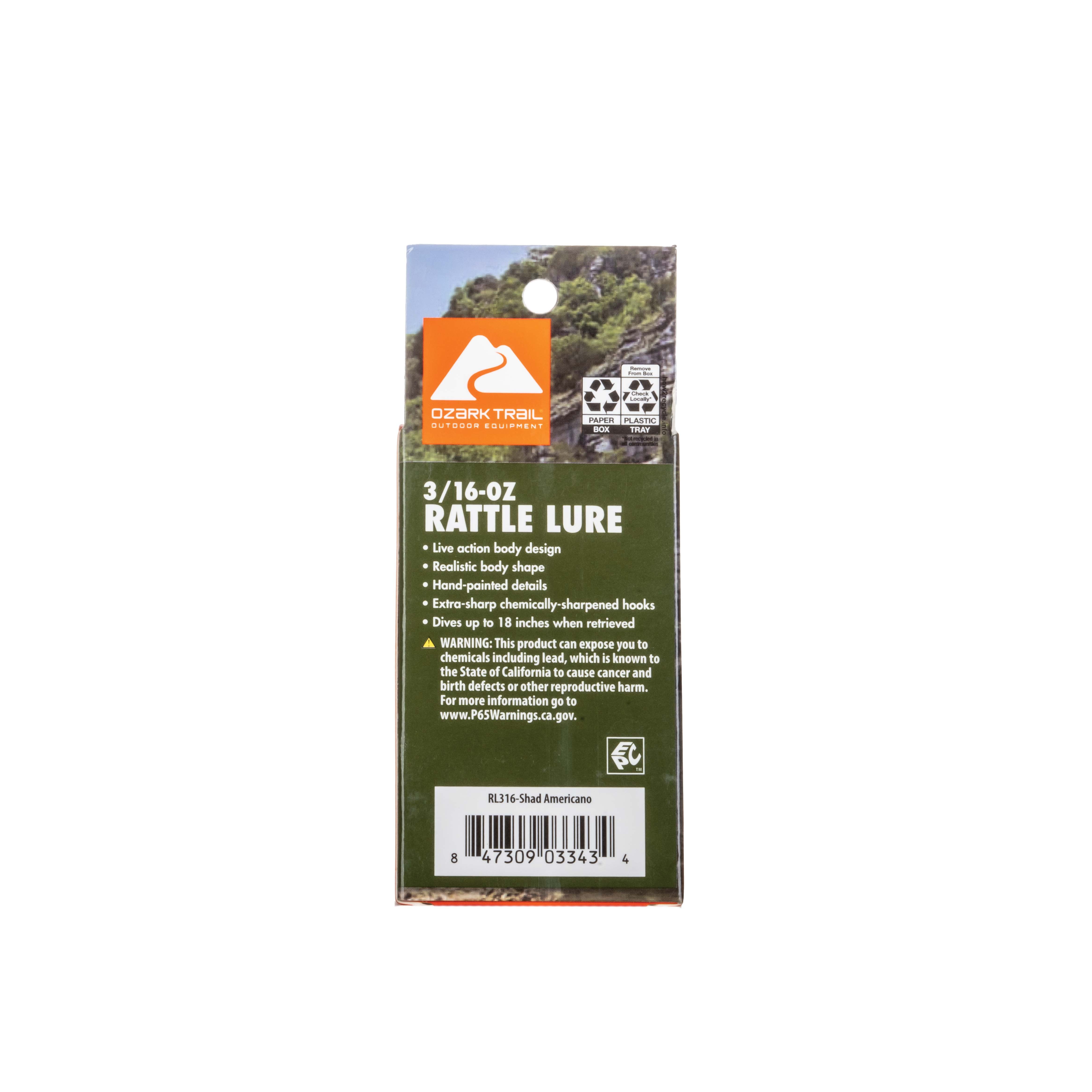 Ozark Trail Freshwater Rattle Fishing Lure, Shad Americano, 3/16 oz