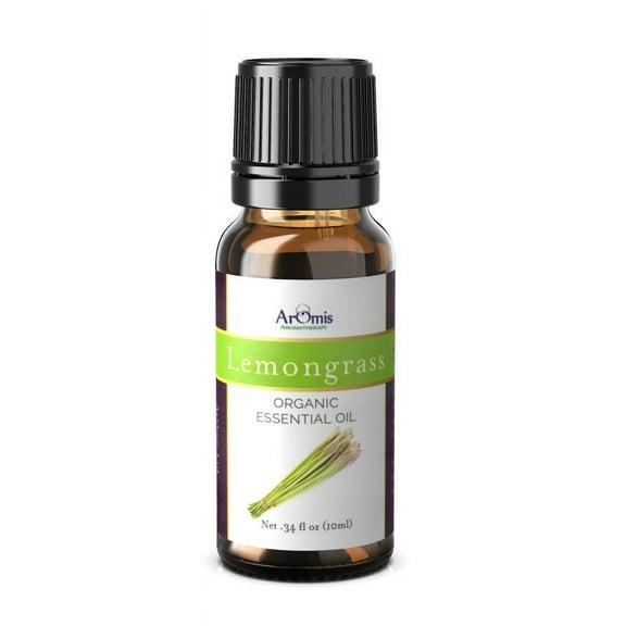 ArOmis Organic Lemongrass Essential Oil - Certified Organic - 100% Pure Therapeutic Grade - 10ml (.34 fl oz), Undiluted, Premium, Oils Perfect for Aromatherapy Diffuser