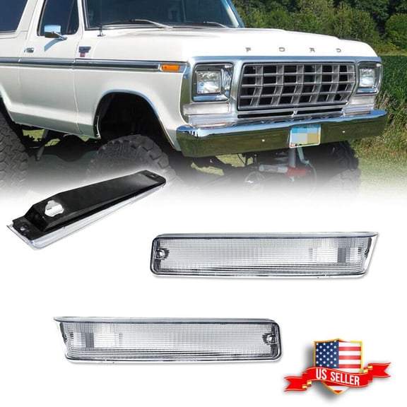 GTINTHEBOX 2x Clear Front Corner Turn Signal Lights For 1973-1979 Ford F-150 Truck 78-79 Bronco
