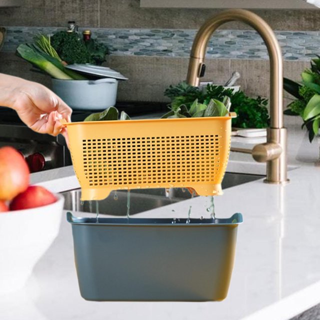 Cesta para lavar frutas y verduras, colador, cesta de drenaje para el hogar, cuenco de lavado 2 en 1 y colador para verduras y bayas S