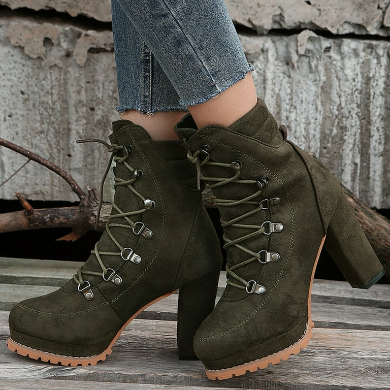 Ankle boots with clearance laces no heel