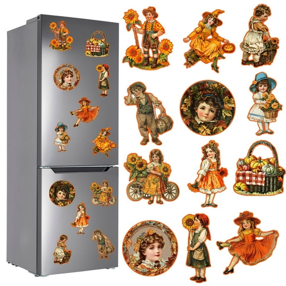 A Thanksgiving Refrigerator Magnets Soft Magnetic Tape For Kids Cartoon Design 12 Pc Set 0.40 Pounds