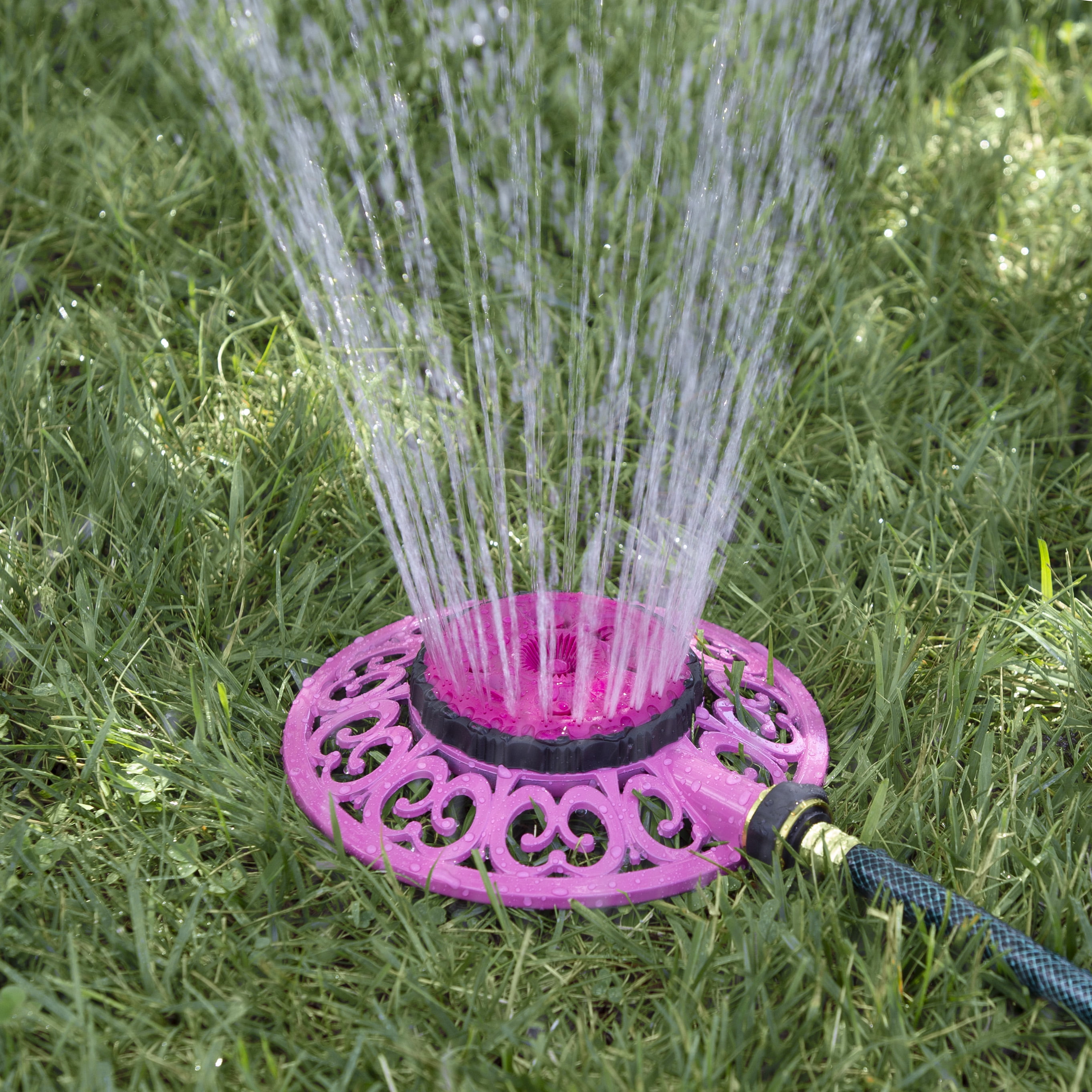 Sprout Metal 8-Pattern Stationary Sprinkler in Raspberry Red