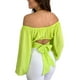 thumbnail image 2 of Sunloudy - Camiseta corta con hombros descubiertos para mujer, manga larga, color sólido, con nudo en la espalda, fruncida Sunloudy  moda, 2 of 4
