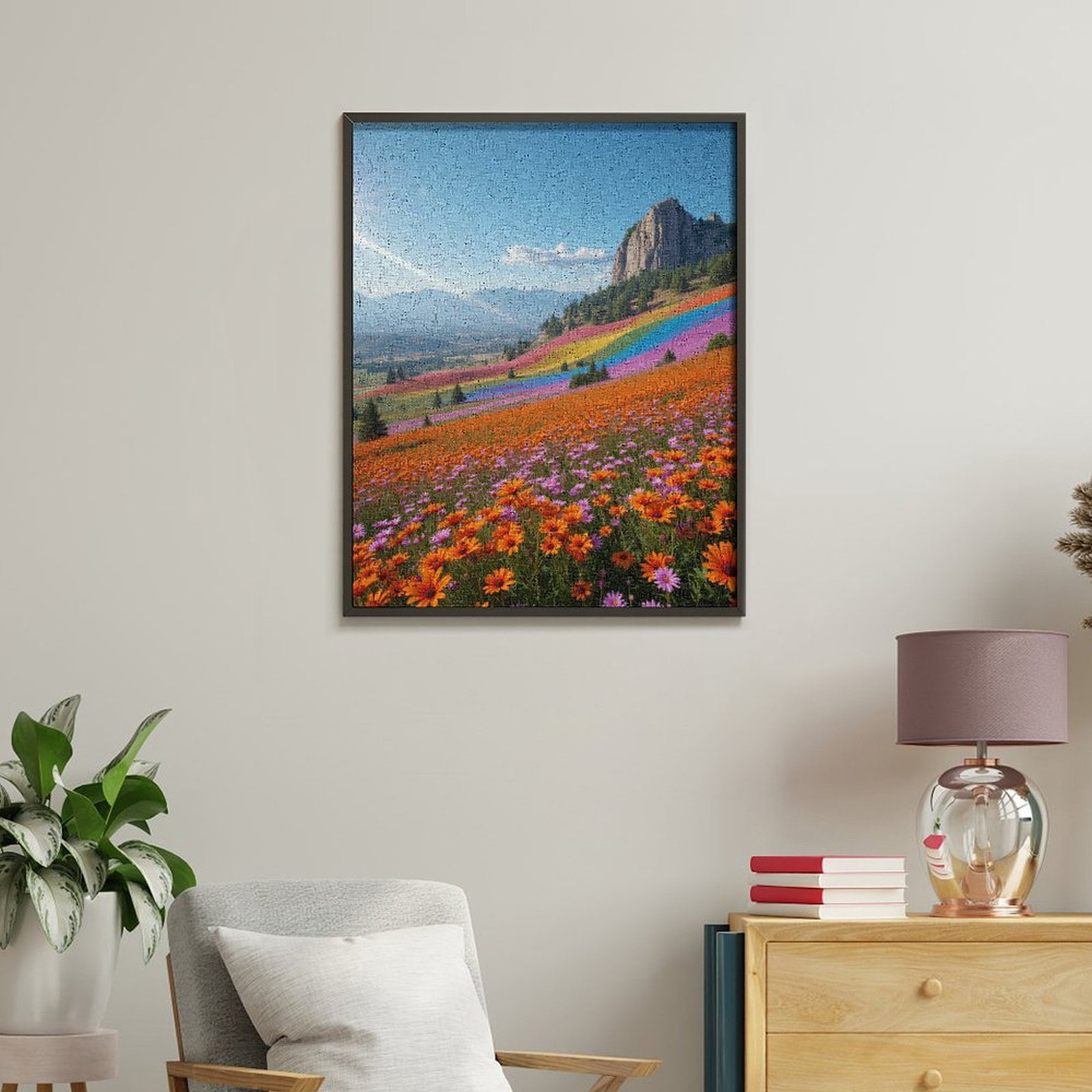 Paint By Numbers Kit for Adults Beginner - Radiant Colorful Flower Hillscape DIY Canvas Painting Kits for Adults, Frameless Paint By Number for Adults for Home Wall Decor 16x20 Inch