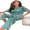 Green, variant on LYMAYTER Women Satin Pajamas Suit Short Sleeve Shirt with Long Pants Sets for S-2XL Soft Loungewear
