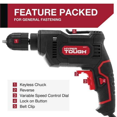 HYPER TOUGH 5.0AMP, 120 VOLTS 3/8 INCH ELECTRIC DRILL, NEW CONDITION
