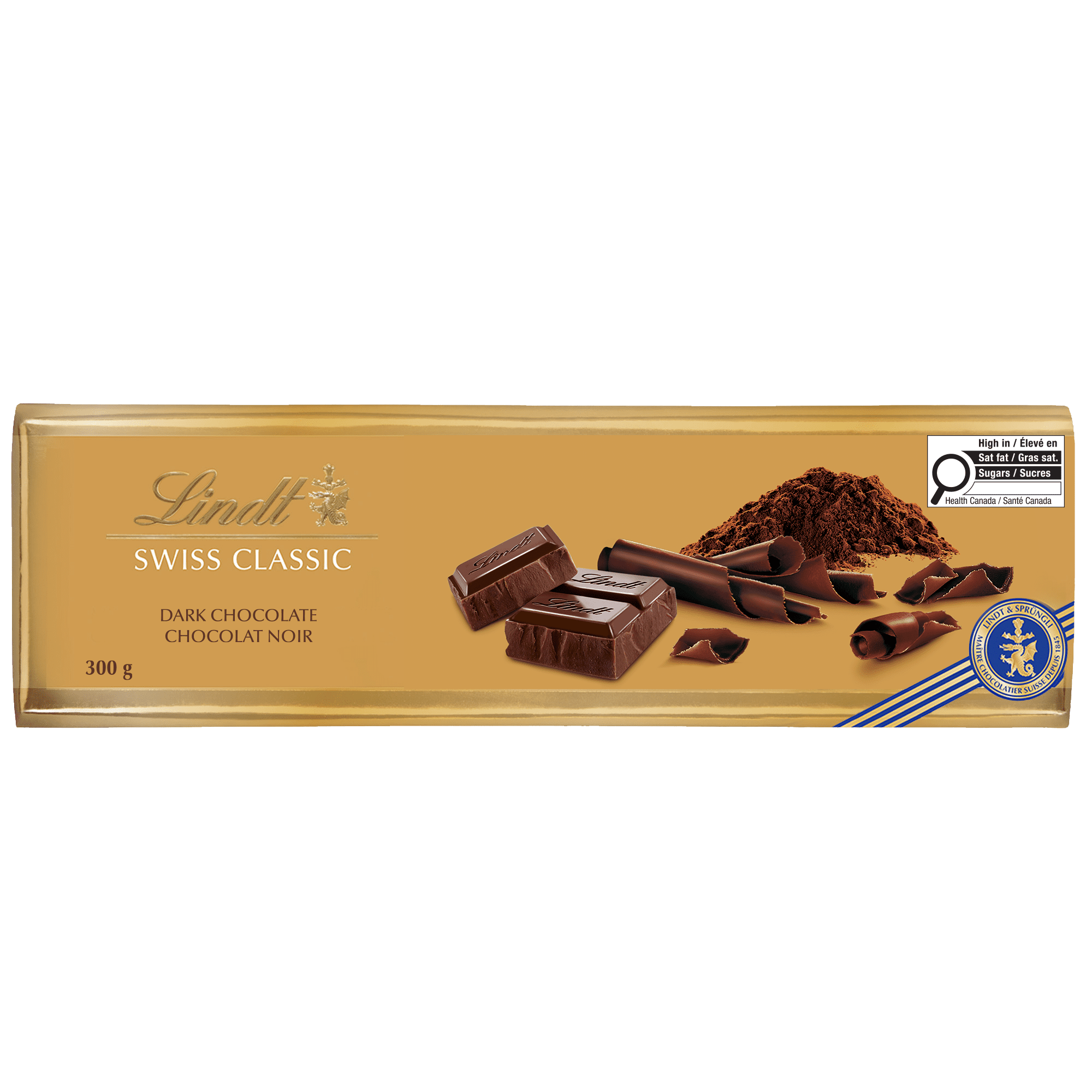 Lindt SWISS CLASSIC Gold Surfin Dark Chocolate Bar, 300 Grams