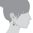 thumbnail image 2 of 1928 Jewelry Ornate Floral Inspired Silver Tone Oval Violet Purple Drop Earrings, 2 of 4