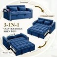 thumbnail image 2 of Dinosisco 4-in-1 Convertible Pull Out Sofa Bed, Loveseat Sleeper with Phone Stand, USB, Blue Velvet, 2 of 10