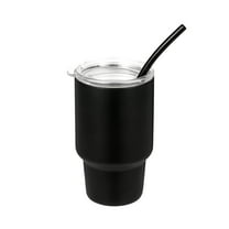 Mainstays 4oz Black Stainless Steel Double Wall Water Tumbler with Straw