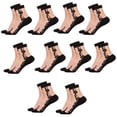 thumbnail image 1 of Dinheiro Calcetines de red transparentes para mujer, pies cortos fluoroscópicos de red ultrafina, seda blanca rosa negra, 1 of 5