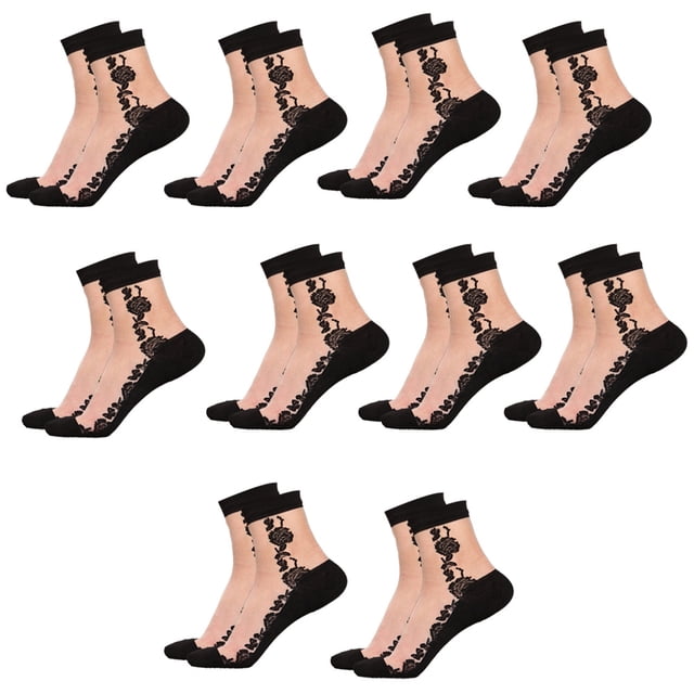 Dinheiro Calcetines de red transparentes para mujer, pies cortos fluoroscópicos de red ultrafina, seda blanca rosa negra