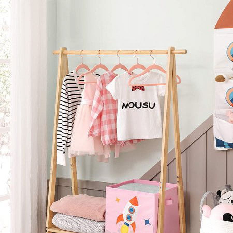 SONGMICS - Baby Hangers Pack of 50, Children’s Hangers for Closet with Rose Gold Hooks, Premium Velvet Hangers for Nursery, Light Pink