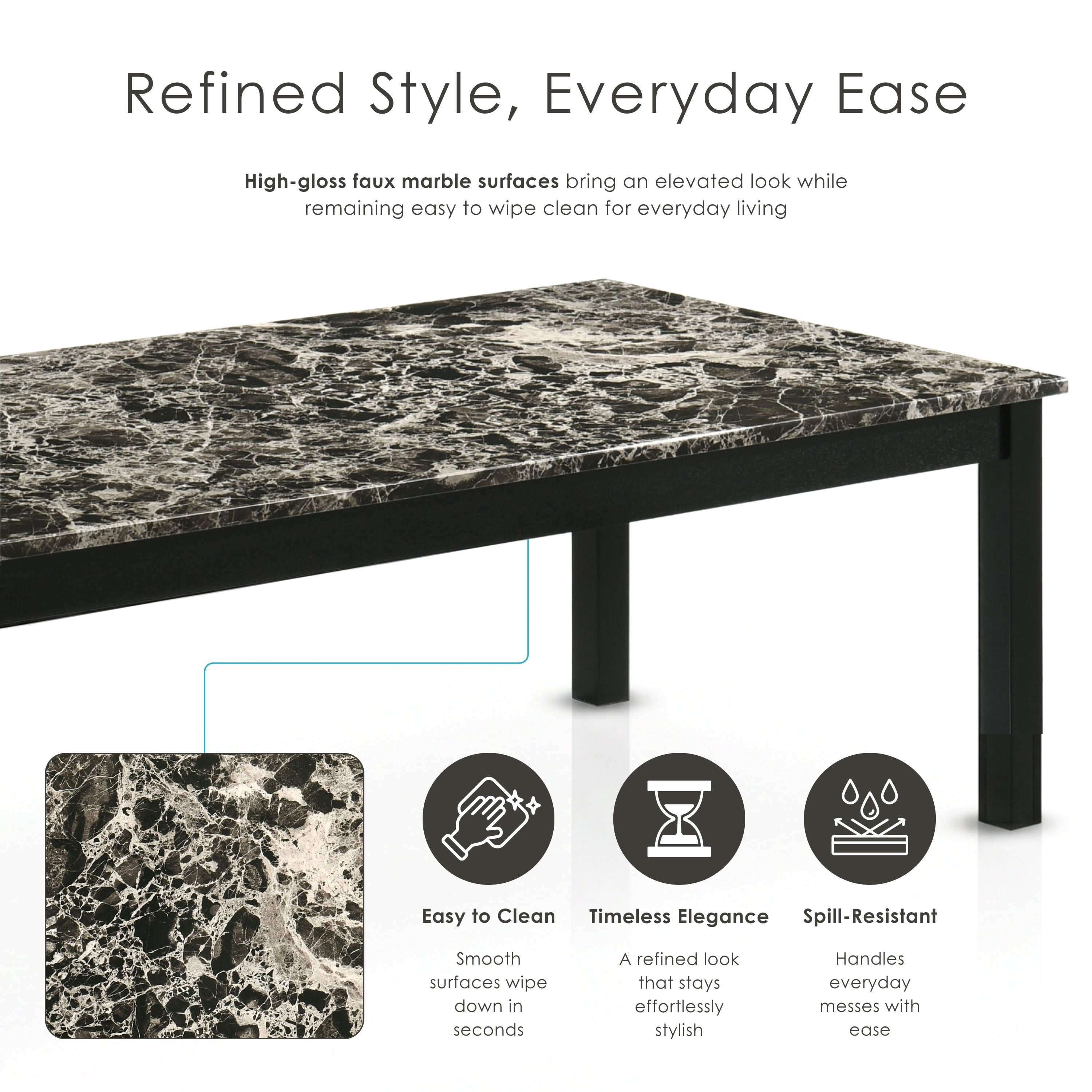Furniture of America Versi Modern 3-Piece Coffee Table Set, Black and White