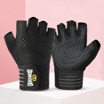 thumbnail image 1 of Guantes de ejercicio para levantamiento de pesas, antideslizantes, medio dedo, culturismo (XL negro), 1 of 8