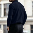 thumbnail image 4 of Men's Solid Color Waffle Knit Quarter Zip Pullover Long Sleeve Polo Sweater Slim Fit Casual Tops, M, 4 of 5