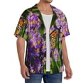 thumbnail image 2 of Susaid butterflies and Gardens Print Men's Polo Shirts Button Down Short Sleeve Casual Summer Beach Vintage Shirts for Men-3X-Large, 2 of 5