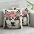 thumbnail image 2 of Nawypu Wolf Decorative Throw Pillow Case Pack of 2, Pattern of Floral Head Portrait of Dog Tribal Arrow Elements Image, Cushion Cover for Couch Living Room Car,Multicolor, 2 of 6