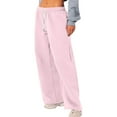 thumbnail image 2 of YDKZYMD Black Sweatpants for Women Wide Leg Petite High Waisted Teen Girls Sweatpants with Pockets Clearance Elasticwaist Baggy Pants Fall Straight Leg Flare Jogger Pants Pink M, 2 of 7