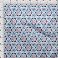 thumbnail image 3 of oneOone Cotton Poplin Blue Fabric Artistic Flower & Shapes Geometric Quilting Supplies Print Sewing Fabric By The Yard 56 Inch Wide, 3 of 4