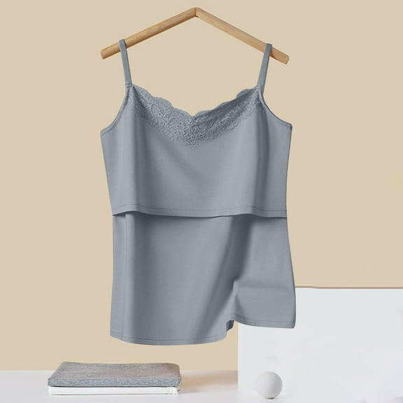 Delliss Womens Nursing Cami Tank Tops Built in Bra for Breastfeeding Maternity Straps Camisole Brasieres