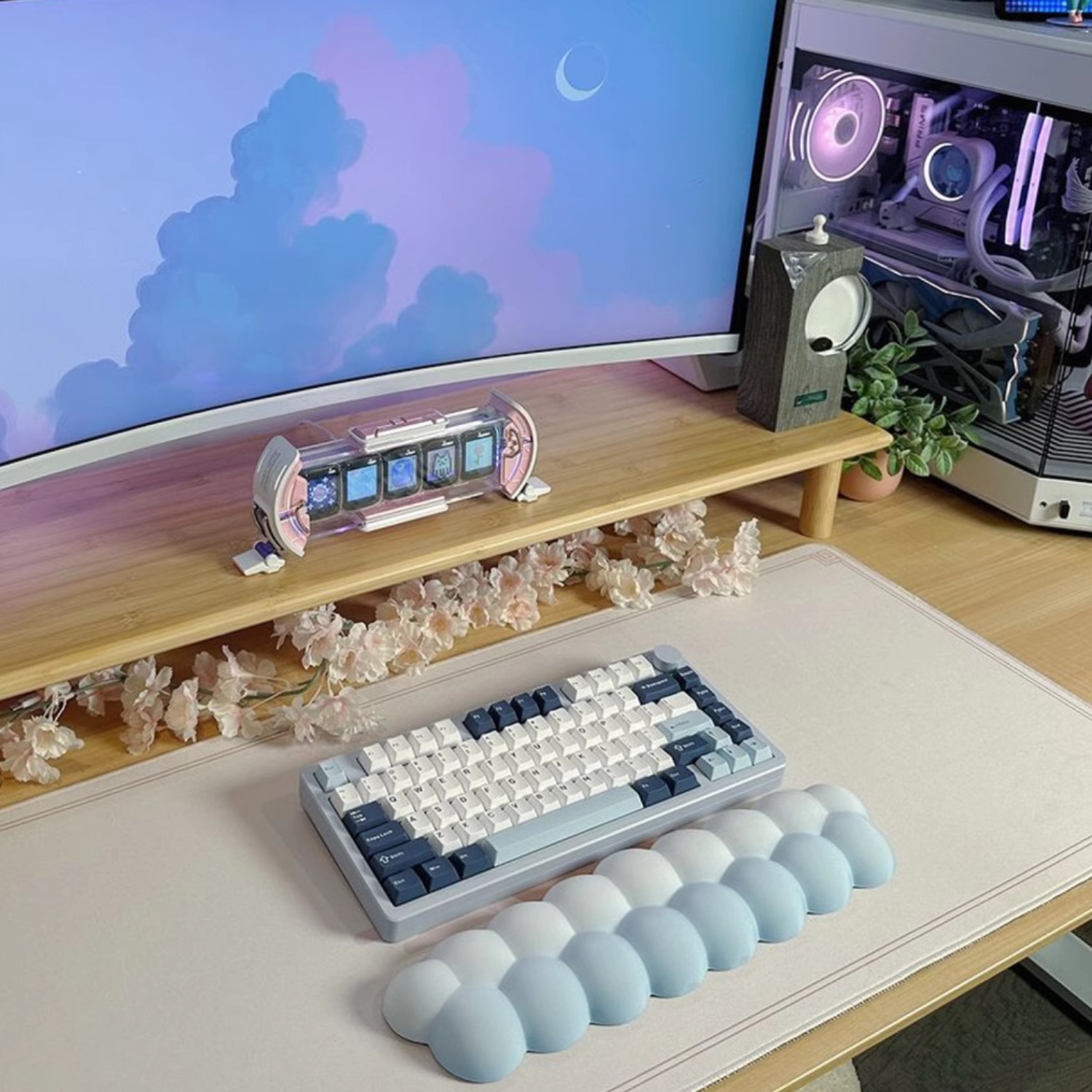 MiFuny Puff Clouds Wrist Rest for Mechanical Keyboard, Pillow Soft Palm Support for 61-96% Mechanical Keyboards Ergonomic Palm Support , Waterproof & Easy To Clean