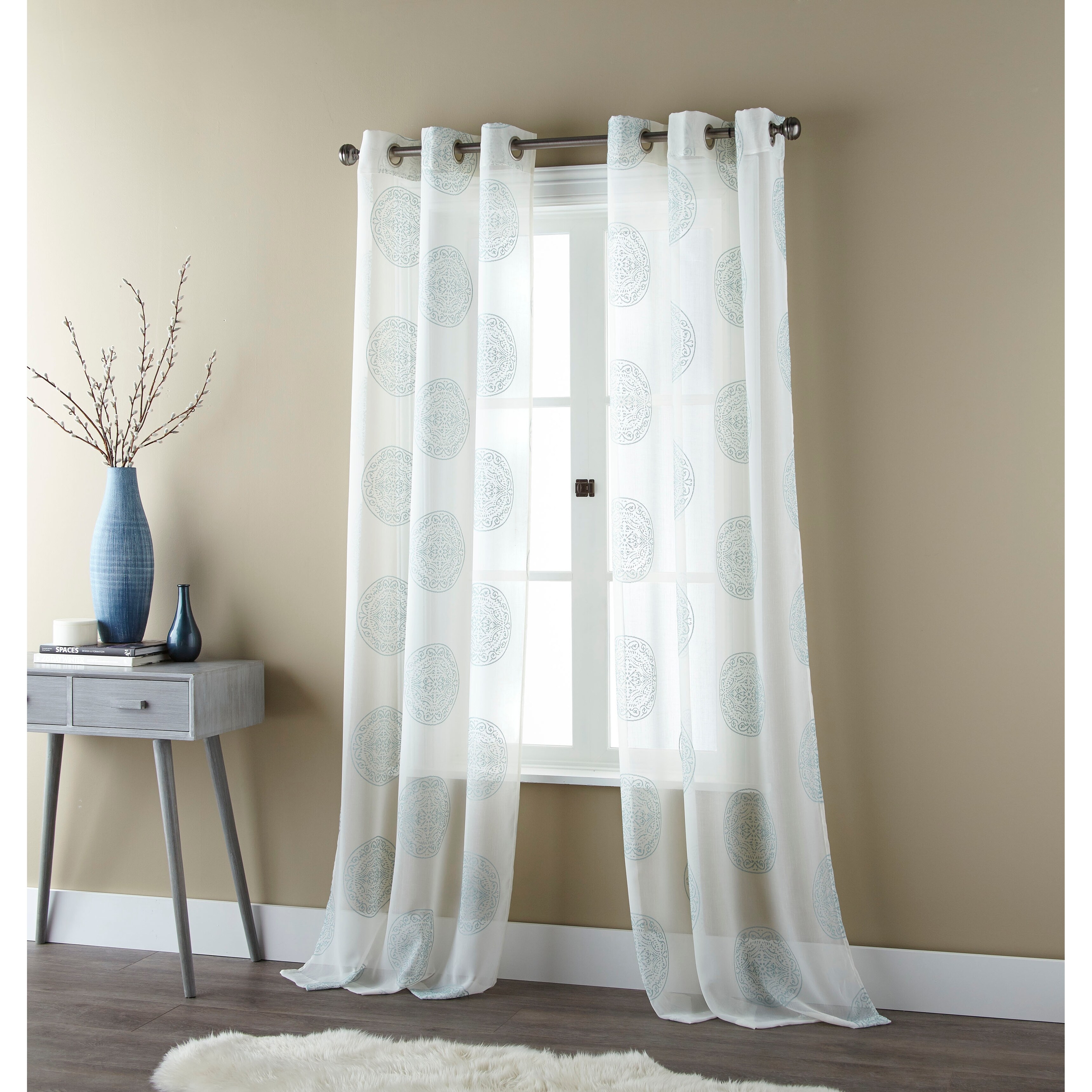 Nanshing Mya Window Sheer Curtain Panels Set of Two with Grommet Top, Ivory, 37 x 84"