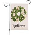 thumbnail image 1 of 2pcs Magnolia Wreath Double Sided Vertical Flag Burlap Spring Summer Fall Outdoor Farmhouse Decoration, 1 of 4