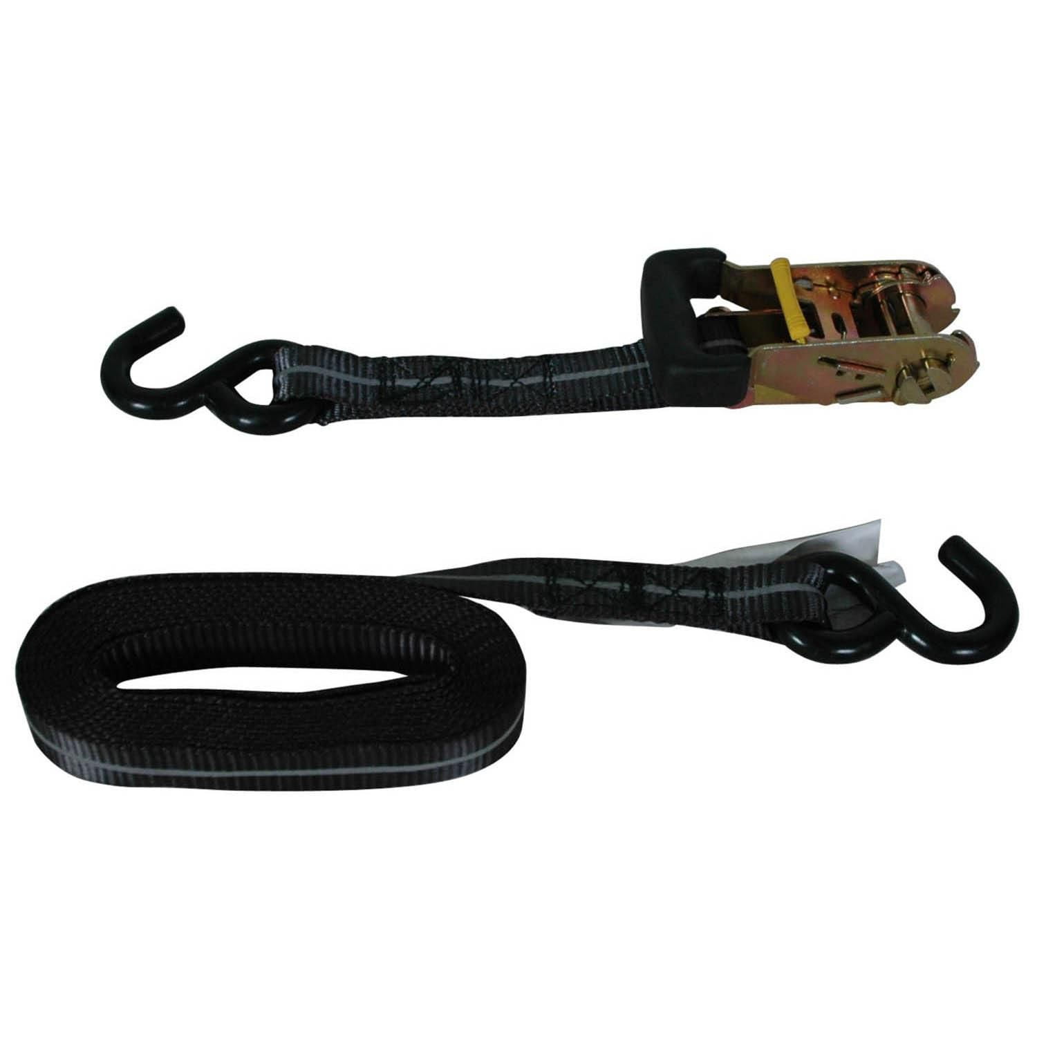 HIGHLAND Ratchet Strap 1" x 12' Black, 4/set, sold by set