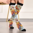 thumbnail image 5 of FORMRS Womens Knee High Socks Casual Long Thick Travel Daily Wear, 1 Pair, Purple Floral Tomatoes, 5 of 6