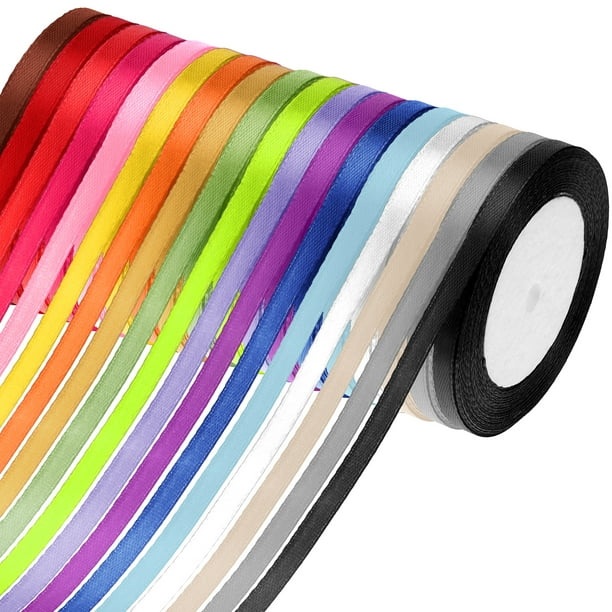 18 rollos de cintas finas de tela, cintas surtidas, cintas de colores, cintas para envolver ramos de flores, regalos, manualidades y decoraciones.
