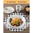 thumbnail image 3 of 13 Inch Round Placemats Set of 4, Purple Lavenders Non Slip Heat Insulation PP Table Mats, Spring Floral Black Plaid Farmhouse Washable Place Mats for Kitchen Dining Party Table Decor, 3 of 7