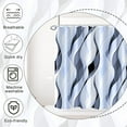 thumbnail image 6 of Light Blue Shower Curtain, Modern Abstract Blue and Grey Striped Shower Curtain Set for Bathroom Waterproof Polyester Shower Curtain with Hooks, 72x72 Inch, 6 of 6