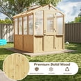 thumbnail image 6 of MeetLeisure 6.8 x 7.8 ft Solid Wood and Polycarbonate Walk-In Greenhouse, Spruce Wood Framed Hobby Greenhouse with Roof Vent, Horticultural Greenhouse with Automatic Vent Window, Natural, 6 of 19