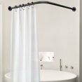 thumbnail image 1 of Misounda Tringle de Rideau de Douche en L, Coins Courbés Réglables, Tringles de Rideau de Douche à Perçage, Installation en Acier Inoxydable 27.5-39.4Ã-35.4-47.2 avec 24 Anneaux de Douche pour Salle de Bain, Baignoire, Magasin de Vêtements - Noir, 1 of 10