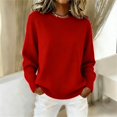 thumbnail image 4 of Harpily Women's Sweaters Solid color Crew Neck Long Sleeve Shirts Knit Casual Trendy Fall Outfits for Women Fashion Clothing, 4 of 4