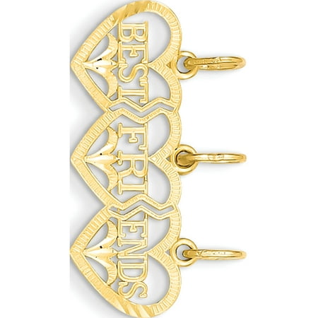 Leslies Fine Jewelry Designer 14k Yellow Gold Triple Heart D/C Best Friends Break-apart (26x15mm) Pendant