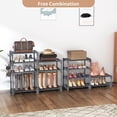 thumbnail image 6 of Shoe Rack Organizer, 8-Tier Metal Shoe Rack for Closet Entryway Garage, 26-32 Pairs Tall Shoe Boot Storage Shelf with 15 Hooks, Stackable Large Shoe Stand, 6 of 8