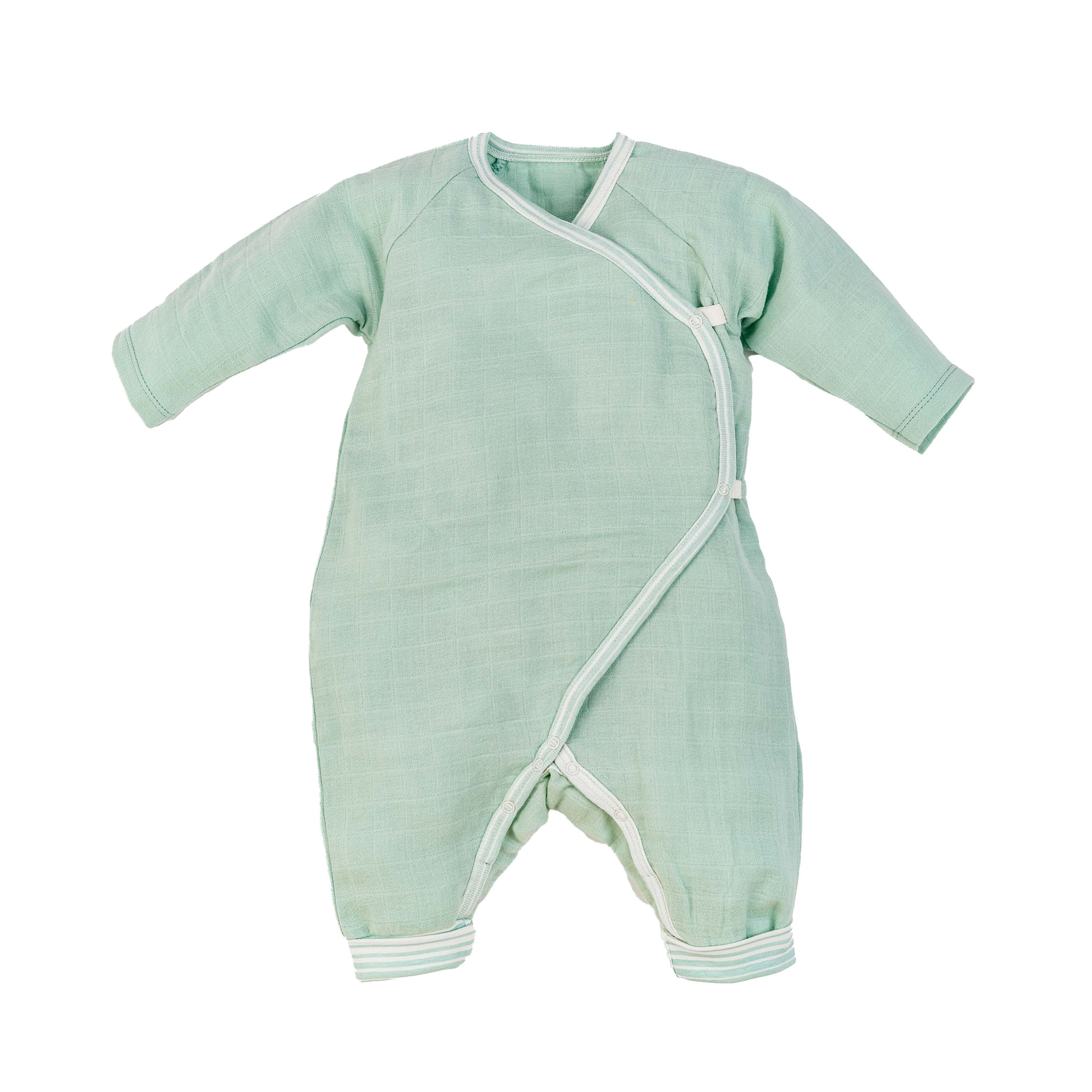 Size 0 to 3 Months Under the Nile Organic Cotton Baby Muslin Side Snap Kimono in Sea Breeze Ombre Stripe 