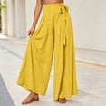 thumbnail image 6 of FchengtaiS Wide Leg Palazzo Pants for Women Summer Spring Casual High Waisted Flowy Trousers Boho Beach Vacation Belted Bottom, 6 of 7