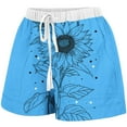 thumbnail image 4 of RQYYD Summer Sunflower Print Shorts for Women 2024 Elastic Drawstring Lightweight Linen Pants Casual Loose Beach Short Pants with Pockets, 4 of 5