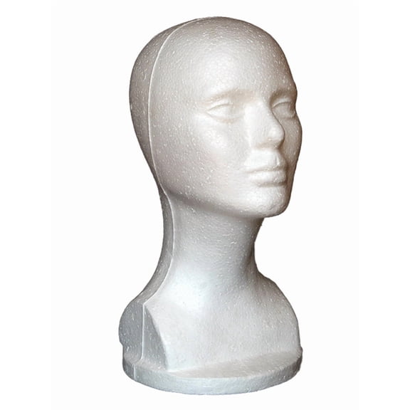 solautey Female Foam Mannequin Head for Wig & Hat Display - Realistic Foam Head with Stable Base for Hairstyling, Jewelry, White Foam Wig Head