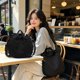 thumbnail image 4 of Bolso tote de nailon con cierre de cordón, bolso bandolera informal, bolso ligero para viajes y trabajo, bolso de mano de estilo japonés para uso diario., 4 of 6