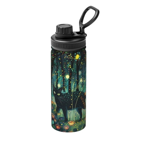 

Ocsxa Mystical Black Cat Fireflies Print 18oz Stainless Steel Water Bottle Unisex Water Bottle Insulated Sports Water Cup Flask for Cold Water Drinks/Sports/Travel/Car/School