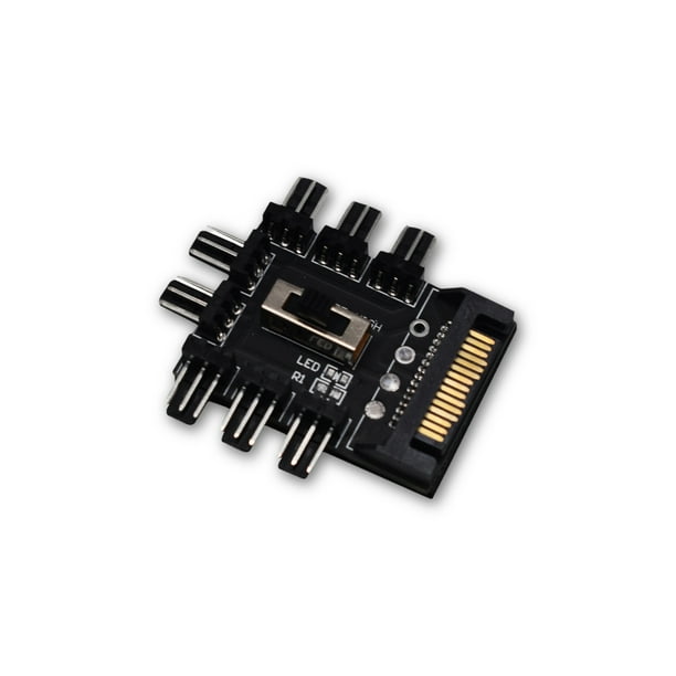 Placa base de la computadora FAN HUB Refrigerador Splitter Conector Extension PC 12V 3PIN 2 Nivel Speed Controller Adaptador Regulador SATA POWERED kenally EL005647-01
