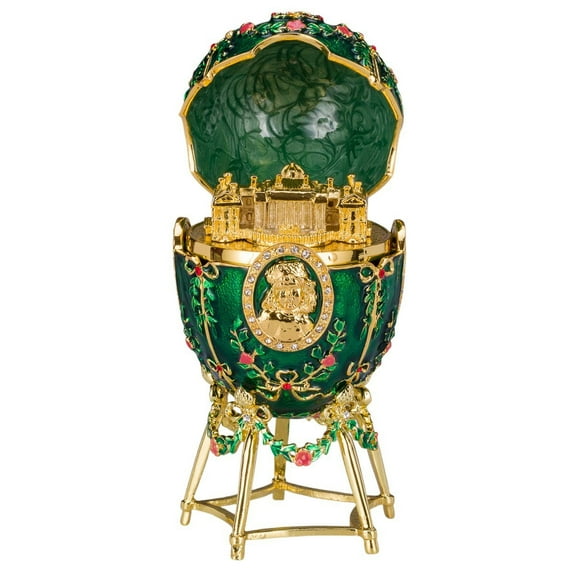 danila-souvenirs Faberge style Alexander Palace Egg / Trinket Jewel Box 5.6'' (14 cm) green