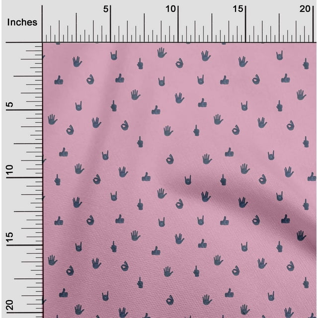 oneOone Viscose Jersey Fabric Finger Sign Symbol Decor Fabric Printed BTY 60 Inch Wide